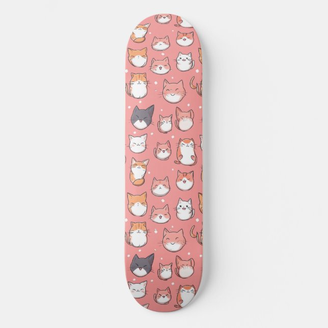 Cute Japapese Anime Cats Pattern Skateboard (Front)
