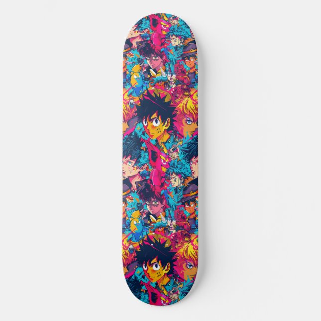 Cute Japapese Anime Manga Pattern Skateboard (Front)