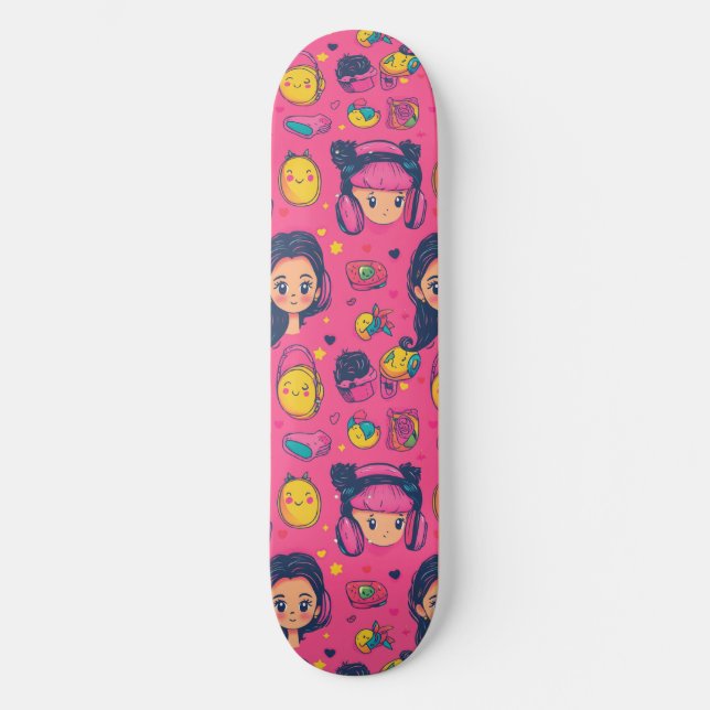 Cute Japapese Anime Motif Skateboard (Recto)