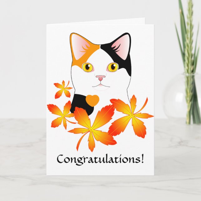 Cute Japonaise Bobtail Cat carte Félicitations (Devant)