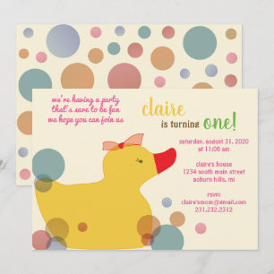 Cute Jaune Canard Anniversaire Fête Invitation