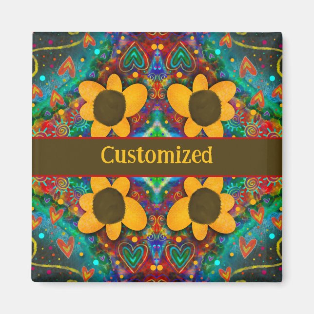 Cute Jaune Daisy Inspirivée Magnet floral (Devant)