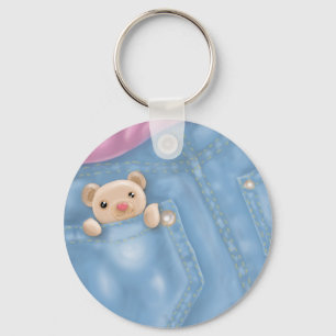 cute jean pocket teddy bear keychain