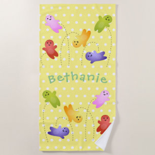 Cute jelly babies candy sweets cartoon beach towel