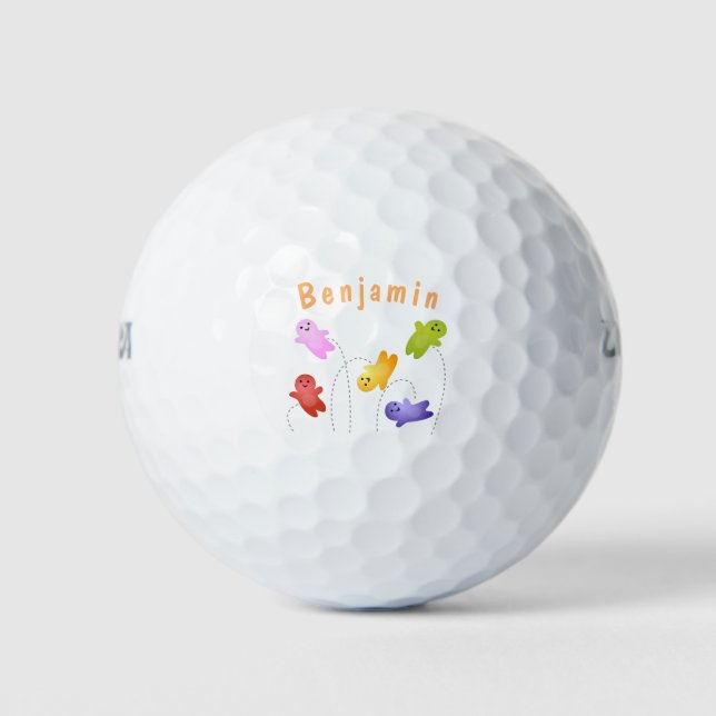 Cute jelly babies candy sweets cartoon golf balls (Front)