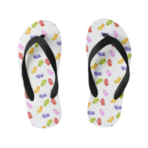 Cute jelly babies candy sweets cartoon kid's flip flops