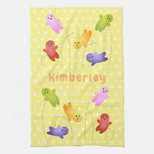 Cute jelly babies candy sweets cartoon kitchen towel