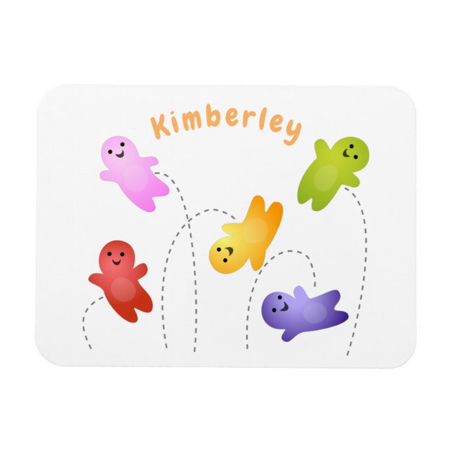 Cute jelly babies candy sweets cartoon magnet (Horizontal)