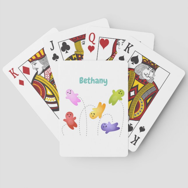 Cute jelly babies candy sweets cartoon playing cards (Back)