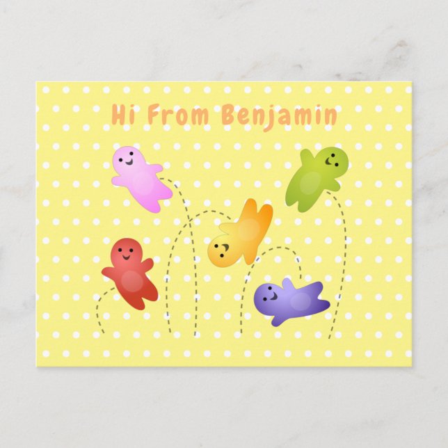 Cute jelly babies candy sweets cartoon postcard (Front)