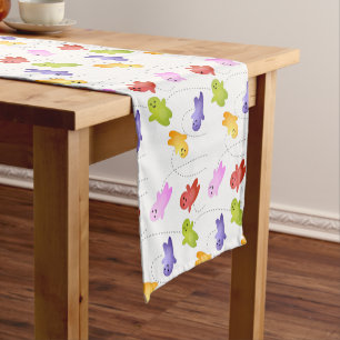 Cute jelly babies candy sweets cartoon short table runner