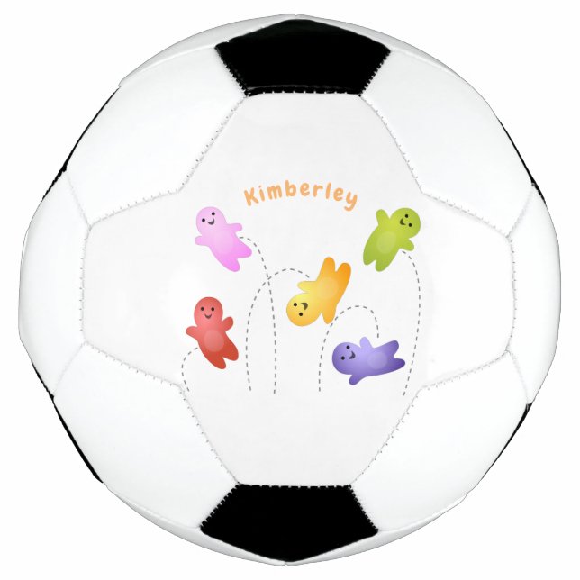 Cute jelly babies candy sweets cartoon soccer ball (Front)