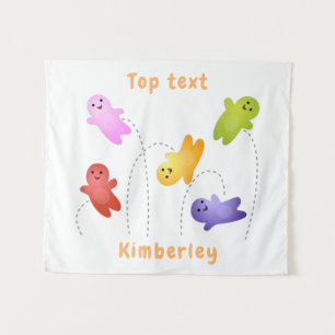 Cute jelly babies candy sweets cartoon  tapestry