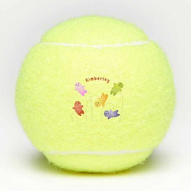 Cute jelly babies candy sweets cartoon tennis balls (Front)