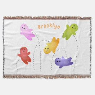 Cute jelly babies candy sweets cartoon throw blanket