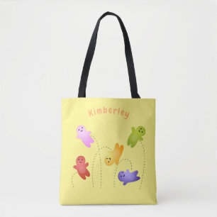 Cute jelly babies candy sweets cartoon tote bag
