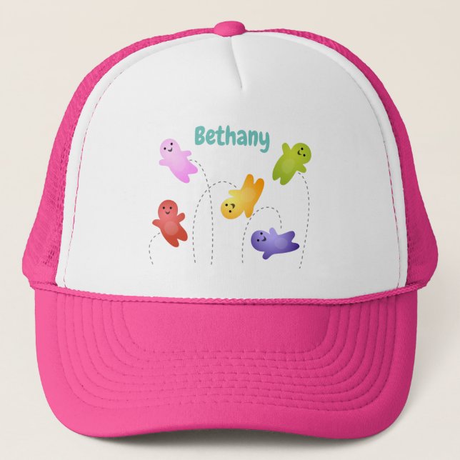 Cute jelly babies candy sweets cartoon trucker hat (Front)