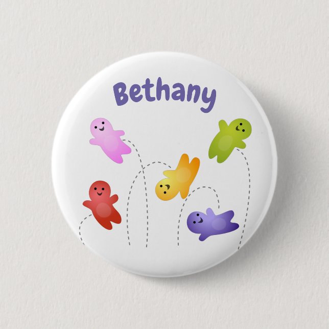 Cute jelly babies sweets candy cartoon 2 inch round button (Front)