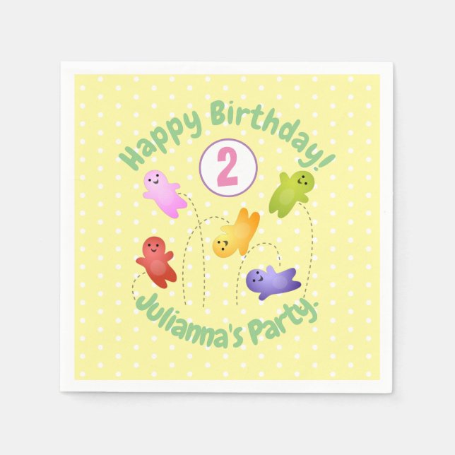 Cute jelly babies sweets candy cartoon napkin (Front)