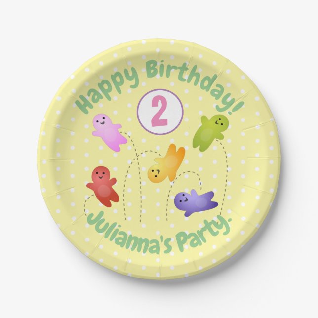 Cute jelly babies sweets candy cartoon paper plate (Front)