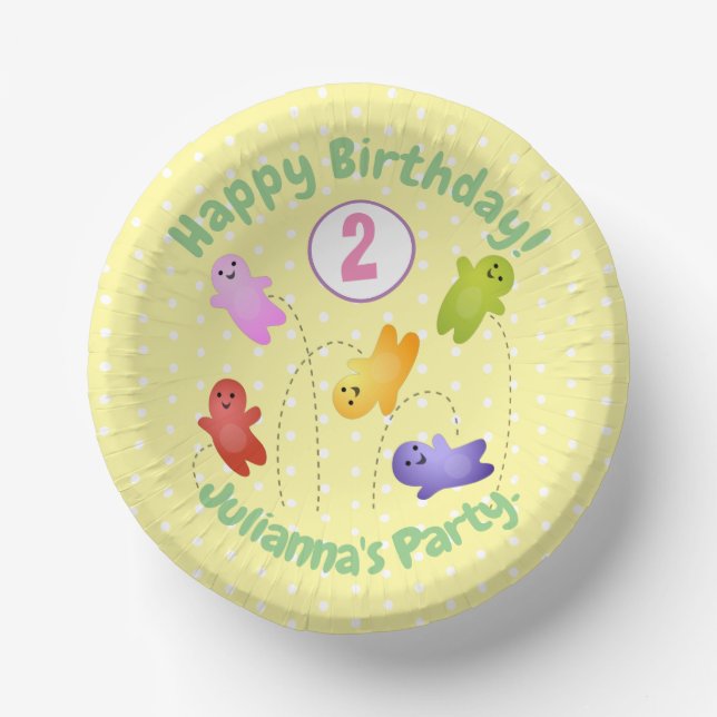 Cute jelly babies sweets candy cartoon paper plate (Front)