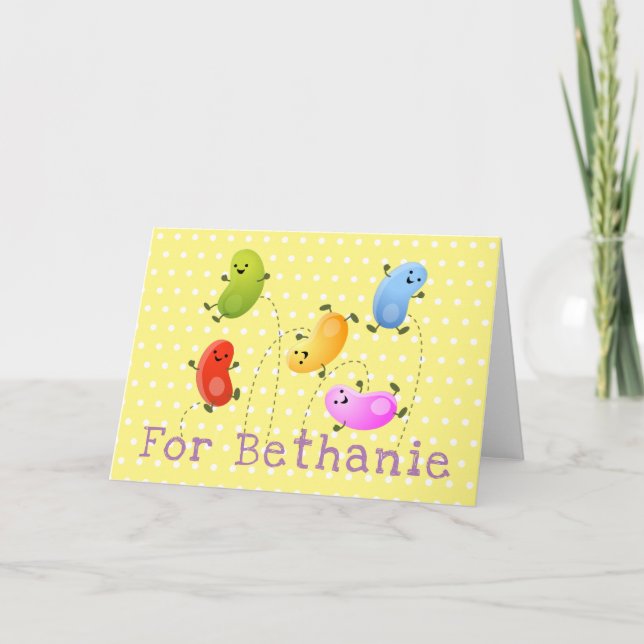 Cute jellybeans jumping cartoon illustration card (Front)