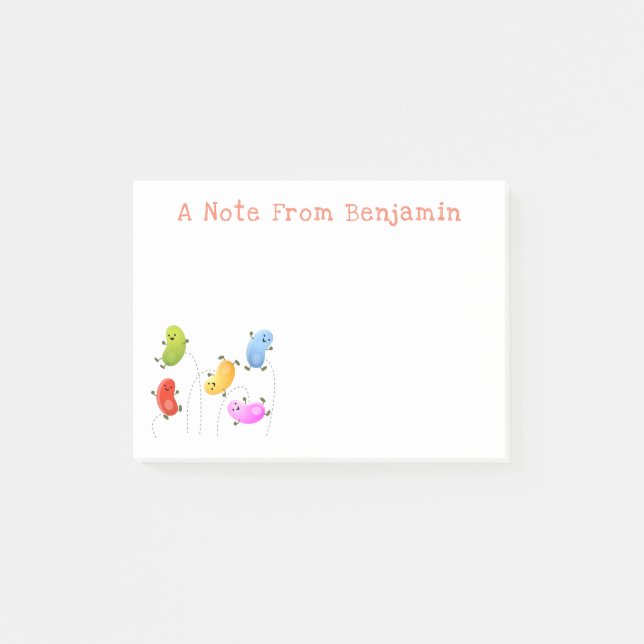 Cute jellybeans jumping cartoon illustration post-it notes (Front)