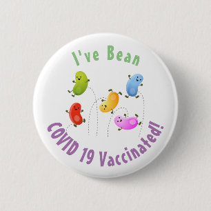 Cute jellybeans jumping cartoon vaccinated 2 inch round button