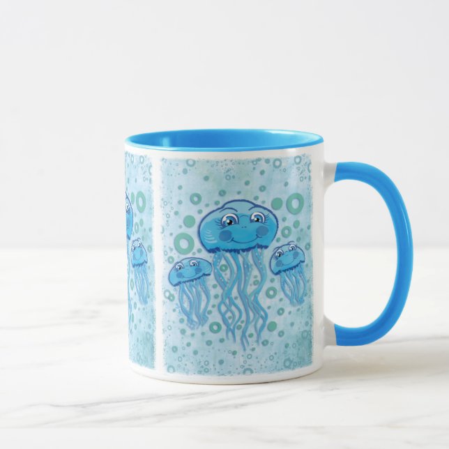 Cute Jellyfish and Bubbles mug (Right)