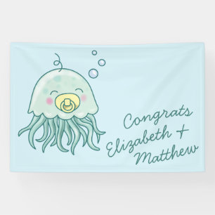 Cute Jellyfish Baby Shower Kawaii  Banner