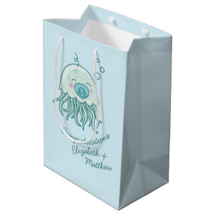Cute Jellyfish Baby Shower Kawaii Blue Boy Medium Gift Bag