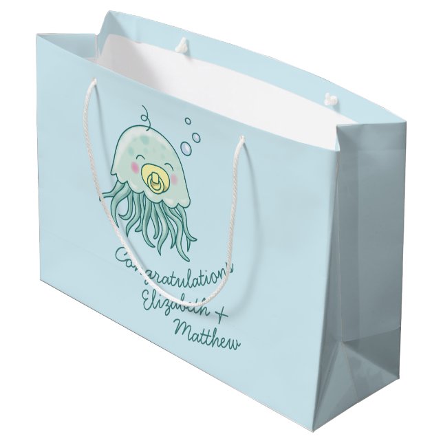 Cute Jellyfish Baby Shower Kawaii  Large Gift Bag (Back Angled)