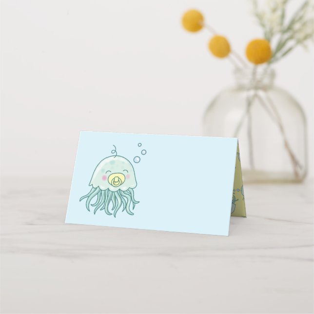 Cute Jellyfish Baby Shower Kawaii  Place Card (Front)