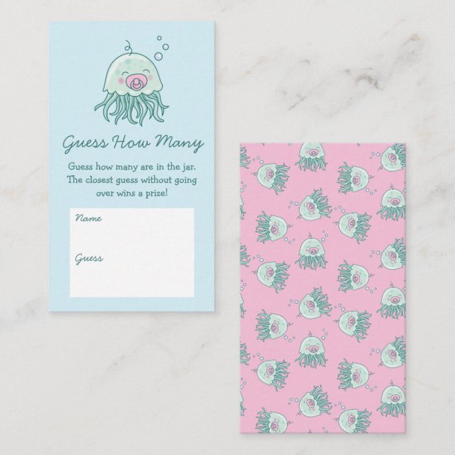 Cute Jellyfish Baby Shower Pink Guess How Many Enclosure Card (Front/Back)