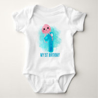 cute Jellyfish first Birthday add text 