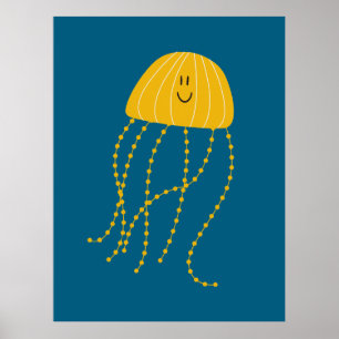 Cute Jellyfish – Fun Minimalist Ocean Poster