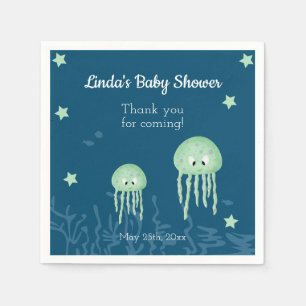 Cute Jellyfish Neutral Personalized Baby Shower Napkin