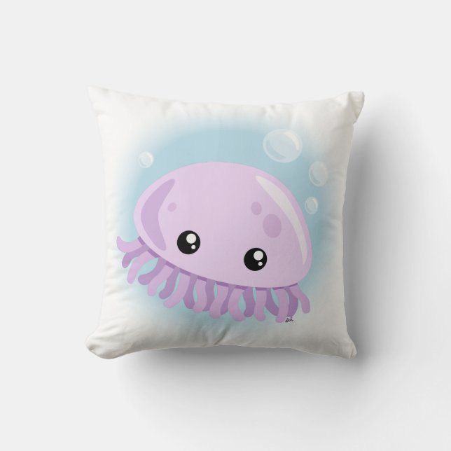 Cute Jellyfish Throw Pillow (Front)