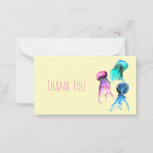 Cute jellyfish trio watercolor art card