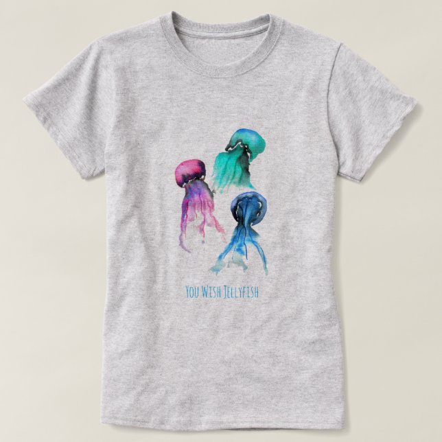 Cute jellyfish trio watercolor art T-Shirt (Design Front)