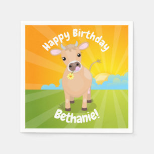 Cute Jersey cow personalised birthday Napkin