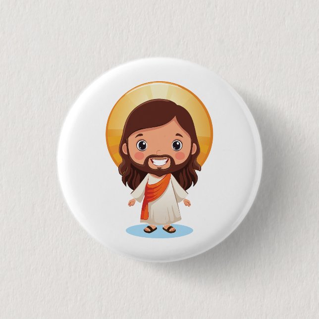 Cute Jesus Christ Illustration  1 Inch Round Button (Front)