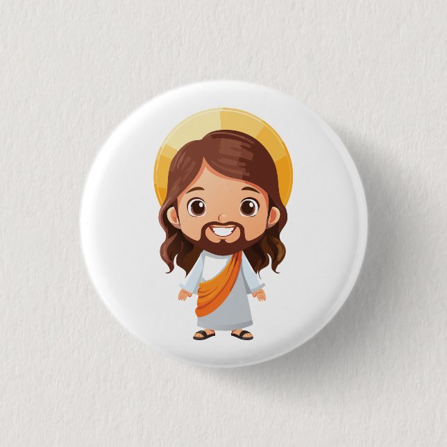 Cute Jesus Christ Illustration  1 Inch Round Button (Front)