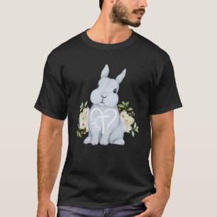 Cute Jesus Love Rabbit Bunny Spring Flowers Happy  T-Shirt