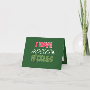 Cute Jesus pickles word art customizable Card
