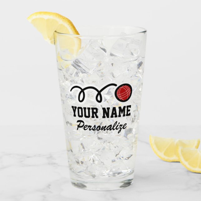 Cute jeu de boules ball cartoon custom name gift glass (Front Ice)