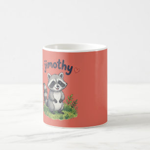 Cute Jimothy Raccoon in the Garden with Hearts Coffee Mug