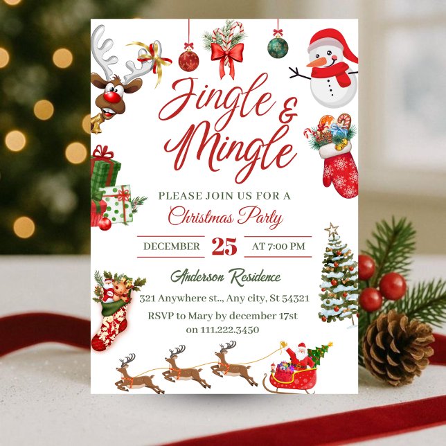 Cute Jingle & Mingle Christmas Party Invitation (Creator Uploaded)
