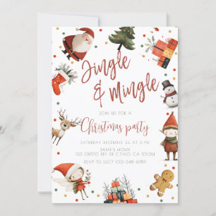 Cute Jingle & Mingle Christmas Party Invitation