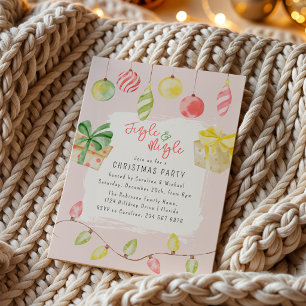 Cute Jingle & Mingle Pink Christmas Party Invitation